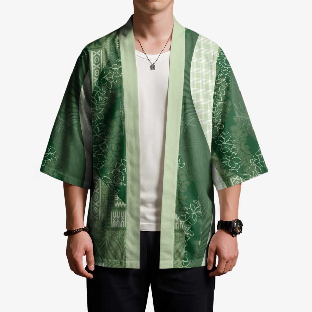 Polynesian Tribal Pattern Patchwork Picturesque Kimono Sage Green LT7 - Polynesian Pride