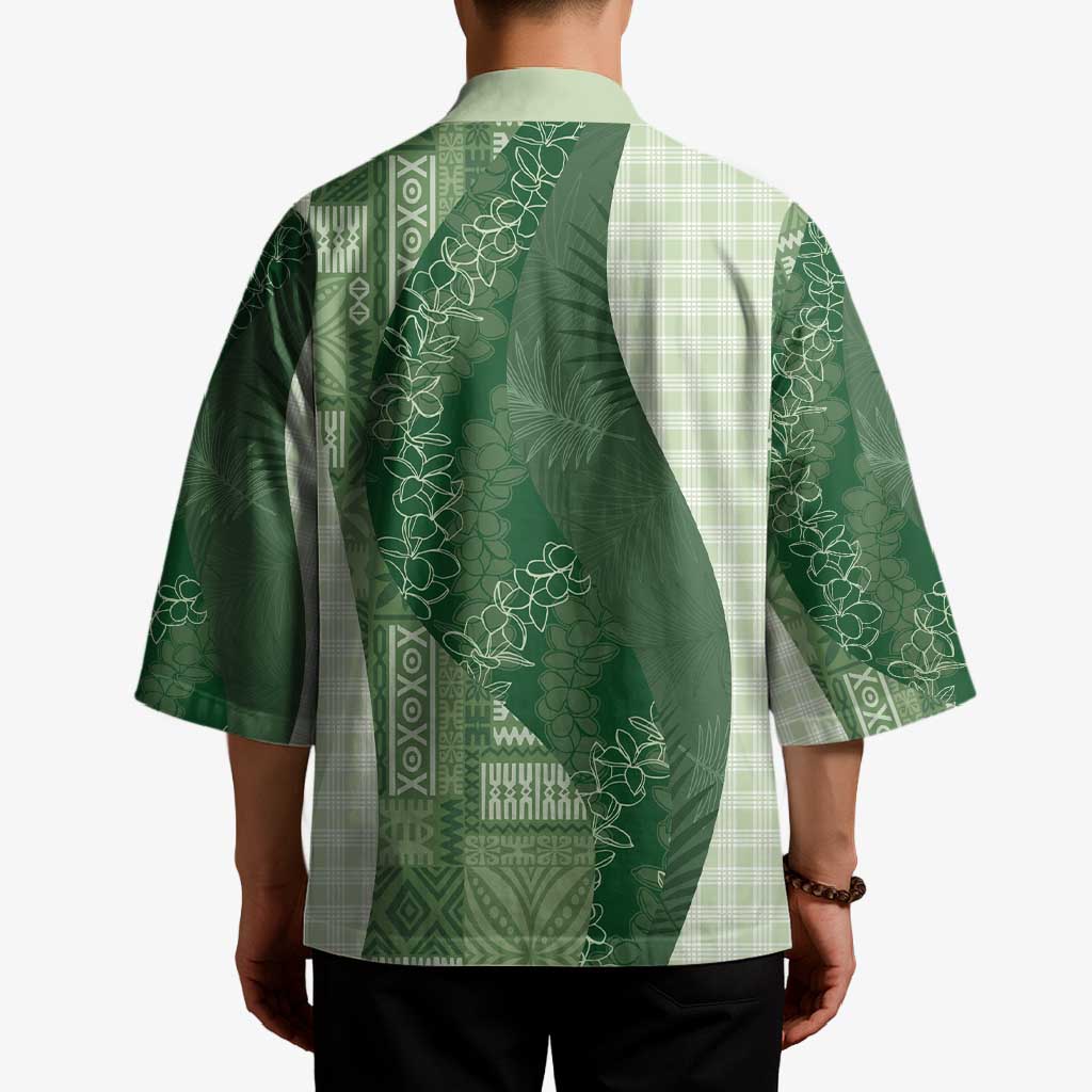 Polynesian Tribal Pattern Patchwork Picturesque Kimono Sage Green LT7 - Polynesian Pride