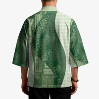 Polynesian Tribal Pattern Patchwork Picturesque Kimono Sage Green LT7 - Polynesian Pride