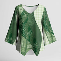 Polynesian Tribal Pattern Patchwork Picturesque Kimono Sleeve Blouse Sage Green LT7 Female Sage Green - Polynesian Pride