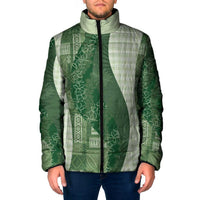 Polynesian Tribal Pattern Patchwork Picturesque Padded Jacket Sage Green LT7 Men Sage Green - Polynesian Pride