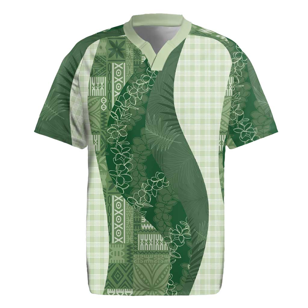 Polynesian Tribal Pattern Patchwork Picturesque Rugby Jersey Sage Green LT7 Sage Green - Polynesian Pride