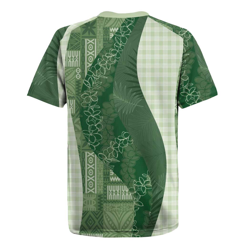 Polynesian Tribal Pattern Patchwork Picturesque Rugby Jersey Sage Green LT7 - Polynesian Pride