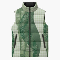 Polynesian Tribal Pattern Patchwork Picturesque Sleeveless Puffer Jacket Sage Green LT7 Unisex Sage Green - Polynesian Pride