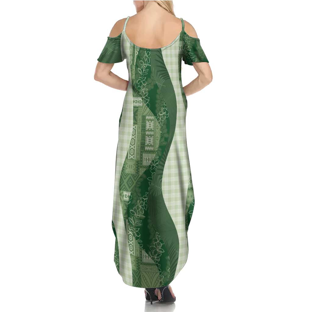 Polynesian Tribal Pattern Patchwork Picturesque Summer Maxi Dress Sage Green LT7 - Polynesian Pride