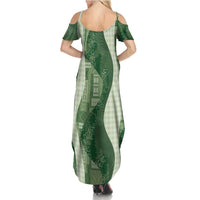 Polynesian Tribal Pattern Patchwork Picturesque Summer Maxi Dress Sage Green LT7 - Polynesian Pride