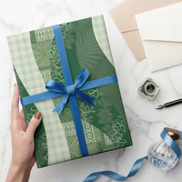 Polynesian Tribal Pattern Patchwork Picturesque Wrapping Paper Sage Green LT7 - Polynesian Pride