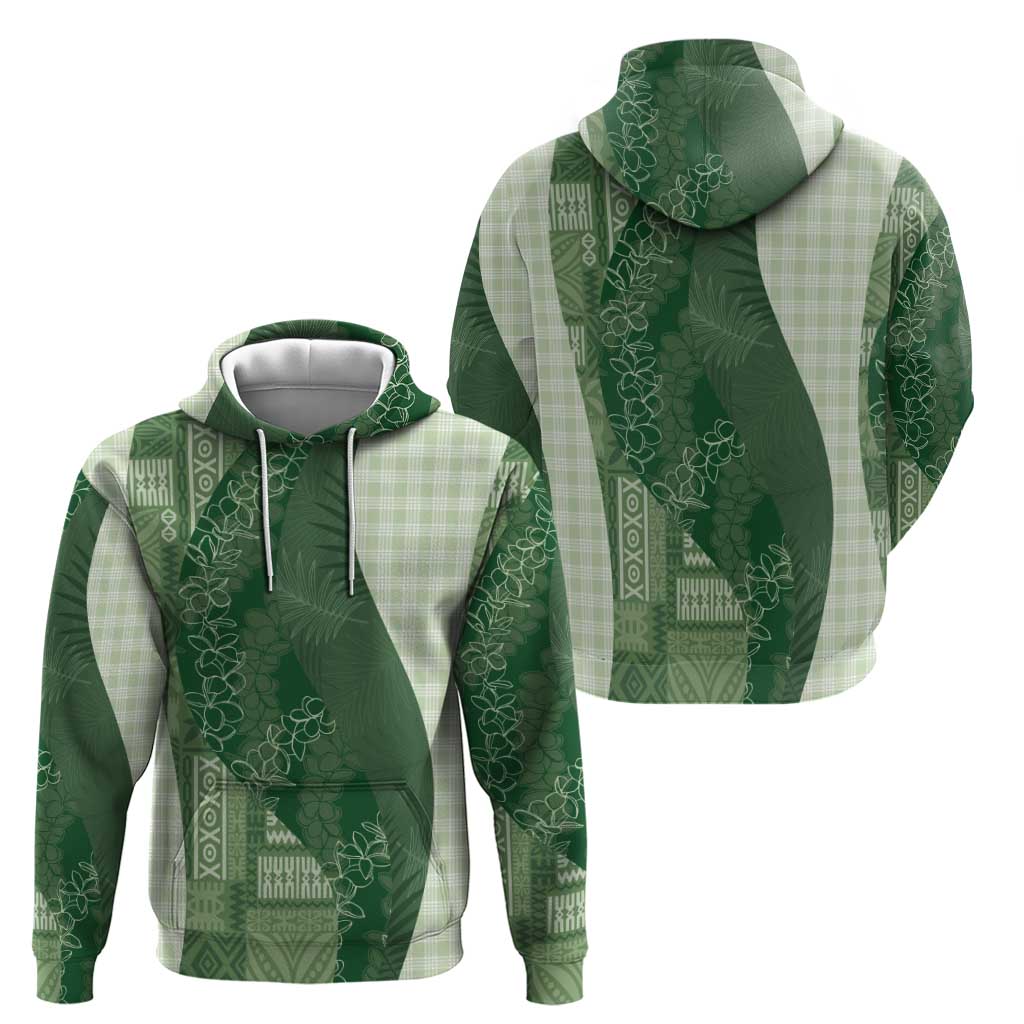 Polynesian Tribal Pattern Patchwork Picturesque Zip Hoodie Sage Green LT7 - Polynesian Pride