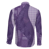 Polynesian Tribal Pattern Patchwork Picturesque Family Matching Off Shoulder Maxi Dress and Hawaiian Shirt Deep Violet LT7 - Polynesian Pride