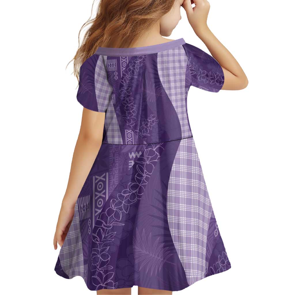 Polynesian Tribal Pattern Patchwork Picturesque Family Matching Short Sleeve Bodycon Dress and Hawaiian Shirt Deep Violet LT7 - Polynesian Pride