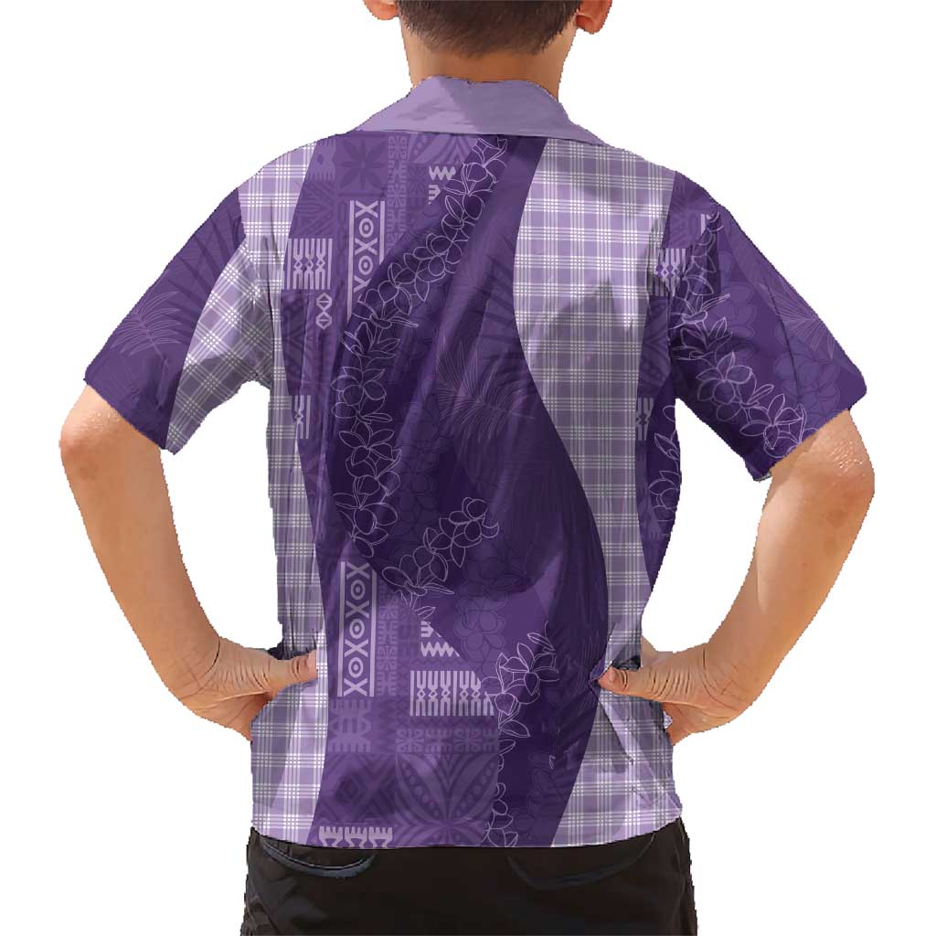 Polynesian Tribal Pattern Patchwork Picturesque Family Matching Summer Maxi Dress and Hawaiian Shirt Deep Violet LT7 - Polynesian Pride