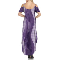Polynesian Tribal Pattern Patchwork Picturesque Family Matching Summer Maxi Dress and Hawaiian Shirt Deep Violet LT7 - Polynesian Pride