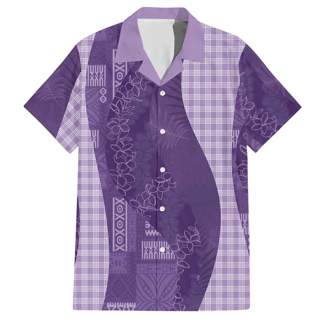 Polynesian Tribal Pattern Patchwork Picturesque Hawaiian Shirt Deep Violet