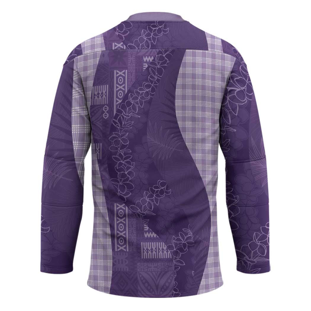 Polynesian Tribal Pattern Patchwork Picturesque Hockey Jersey Deep Violet LT7 - Polynesian Pride