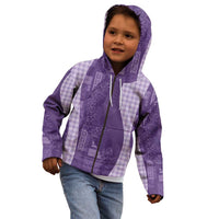 Polynesian Tribal Pattern Patchwork Picturesque Kid Hoodie Deep Violet LT7 - Polynesian Pride