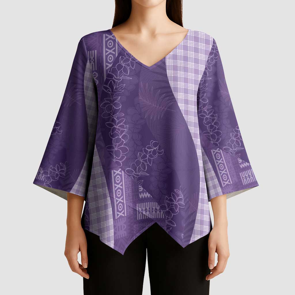 Polynesian Tribal Pattern Patchwork Picturesque Kimono Sleeve Blouse Deep Violet LT7 - Polynesian Pride