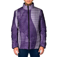 Polynesian Tribal Pattern Patchwork Picturesque Padded Jacket Deep Violet LT7 Men Violet - Polynesian Pride