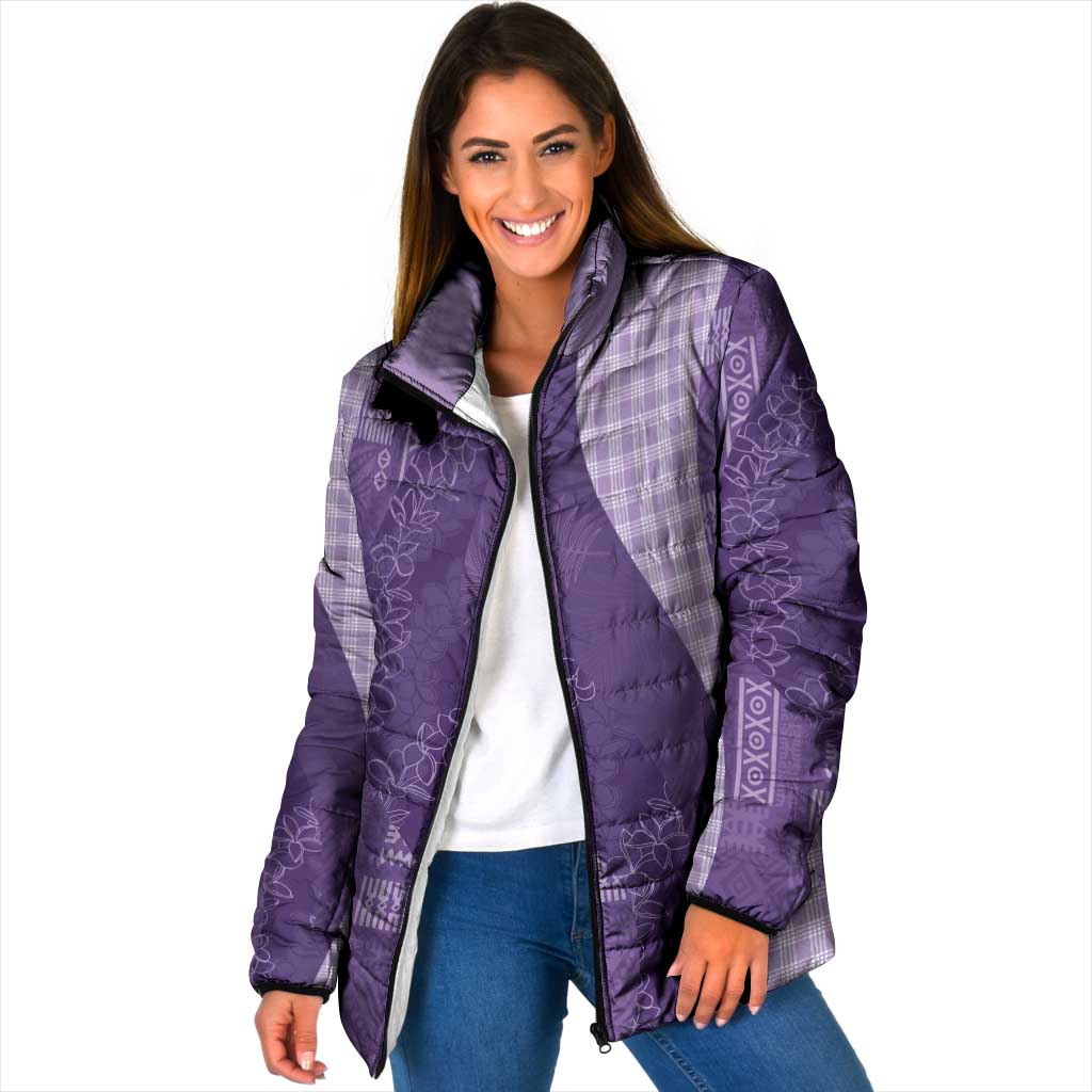 Polynesian Tribal Pattern Patchwork Picturesque Padded Jacket Deep Violet LT7 Women Violet - Polynesian Pride