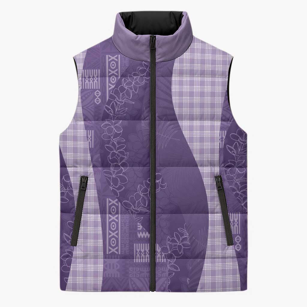 Polynesian Tribal Pattern Patchwork Picturesque Sleeveless Puffer Jacket Deep Violet LT7 Unisex Violet - Polynesian Pride