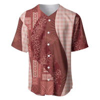 Polynesian Tribal Pattern Patchwork Picturesque Baseball Jersey Crimson LT7 Crimson - Polynesian Pride