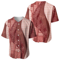 Polynesian Tribal Pattern Patchwork Picturesque Baseball Jersey Crimson LT7 - Polynesian Pride