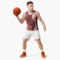 Polynesian Tribal Pattern Patchwork Picturesque Basketball Jersey Crimson LT7 - Polynesian Pride