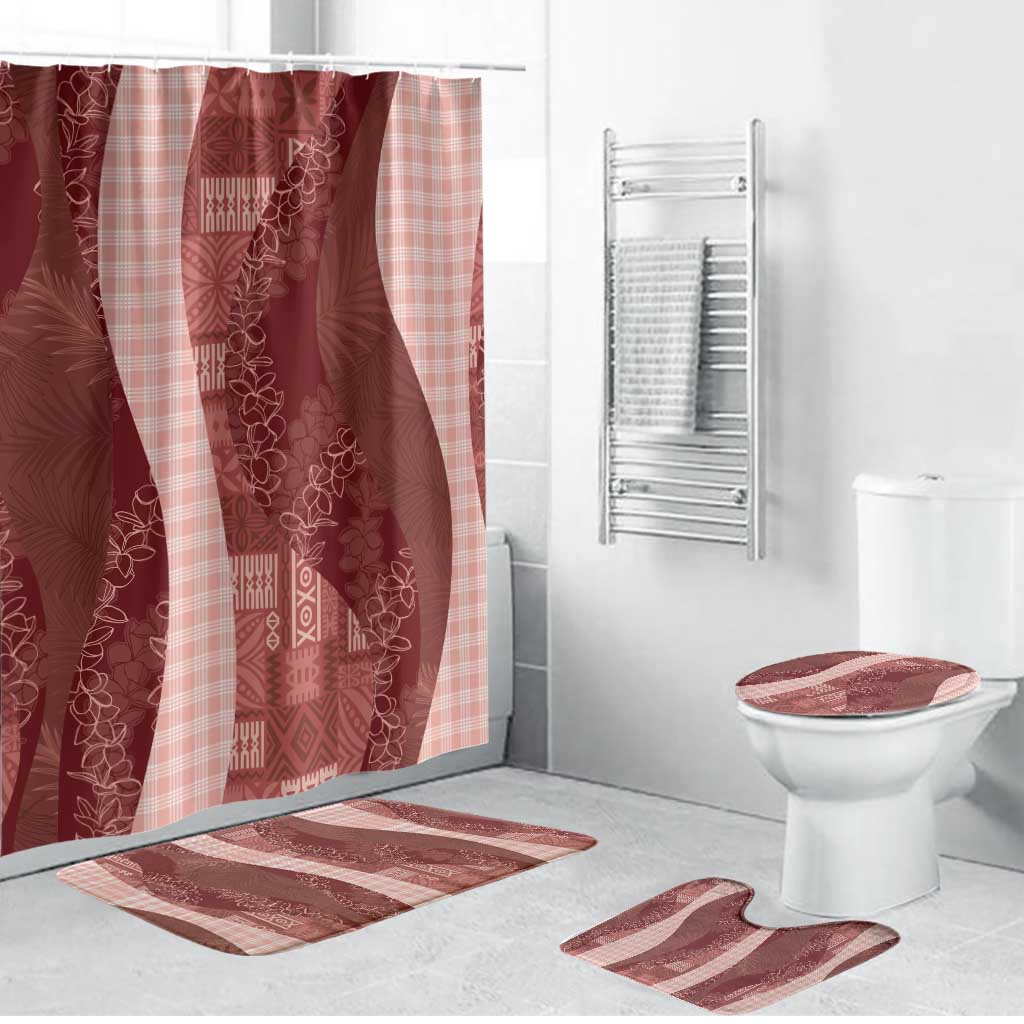 Polynesian Tribal Pattern Patchwork Picturesque Bathroom Set Crimson