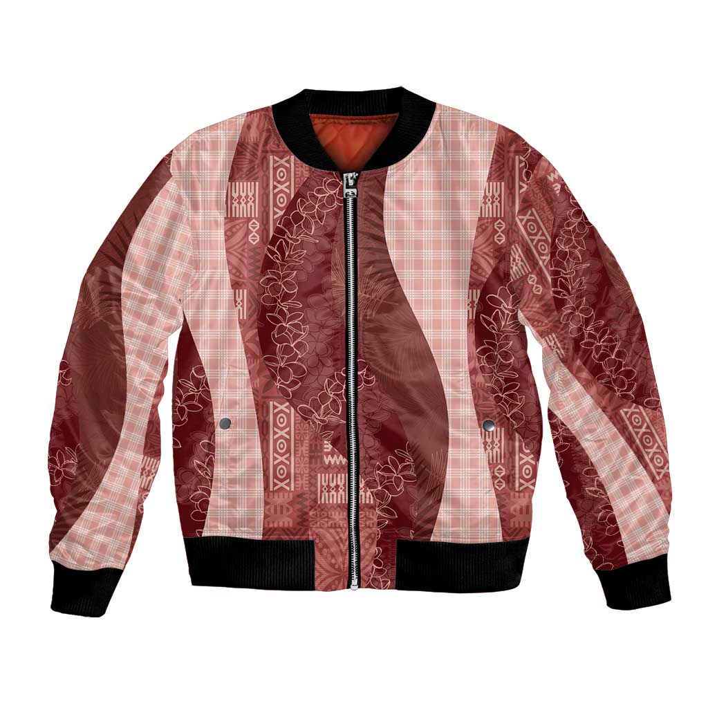 Polynesian Tribal Pattern Patchwork Picturesque Bomber Jacket Crimson LT7 Unisex Crimson - Polynesian Pride