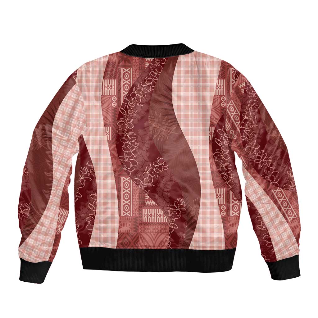Polynesian Tribal Pattern Patchwork Picturesque Bomber Jacket Crimson LT7 - Polynesian Pride