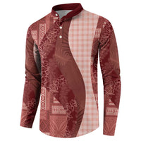 Polynesian Tribal Pattern Patchwork Picturesque Button Sweatshirt Crimson LT7 - Polynesian Pride