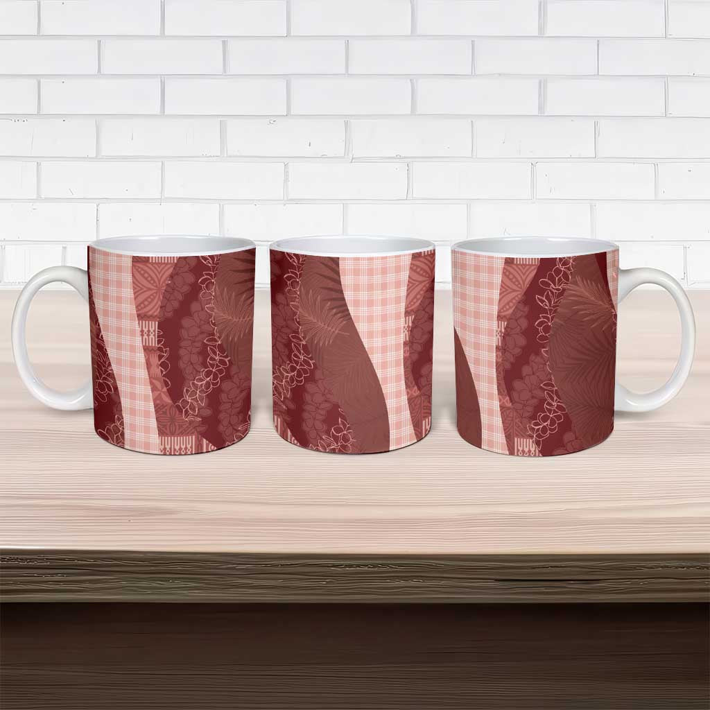 Polynesian Tribal Pattern Patchwork Picturesque Ceramic Mug Crimson LT7 - Polynesian Pride