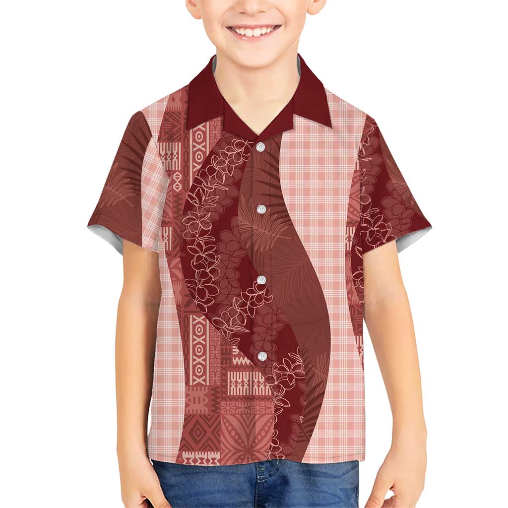 Polynesian Tribal Pattern Patchwork Picturesque Family Matching Puletasi and Hawaiian Shirt Crimson LT7 Son's Shirt Crimson - Polynesian Pride