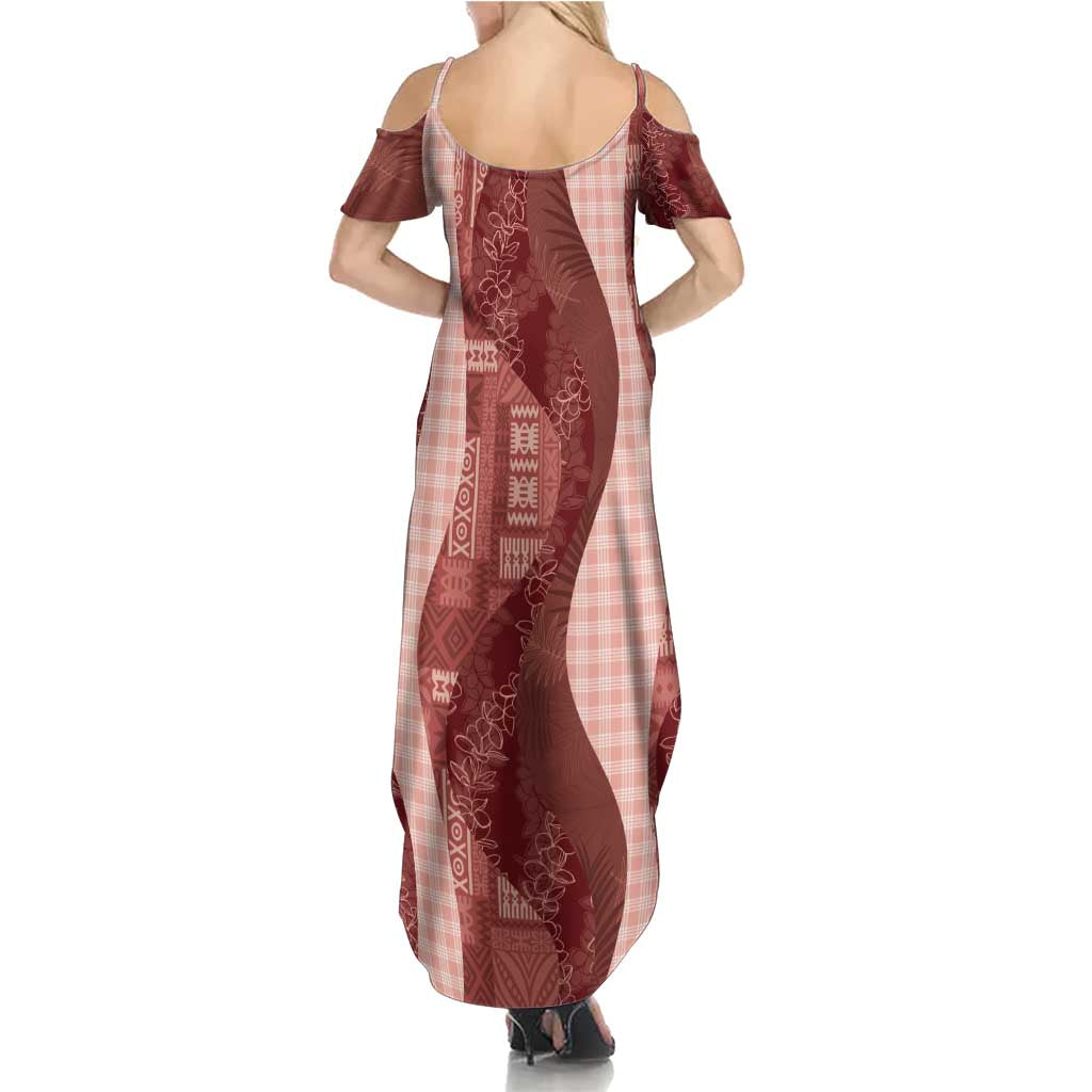 Polynesian Tribal Pattern Patchwork Picturesque Family Matching Summer Maxi Dress and Hawaiian Shirt Crimson LT7 - Polynesian Pride