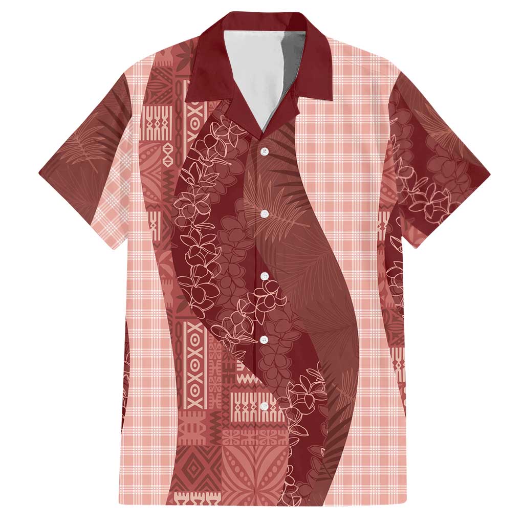 Polynesian Tribal Pattern Patchwork Picturesque Hawaiian Shirt Crimson LT7 Crimson - Polynesian Pride
