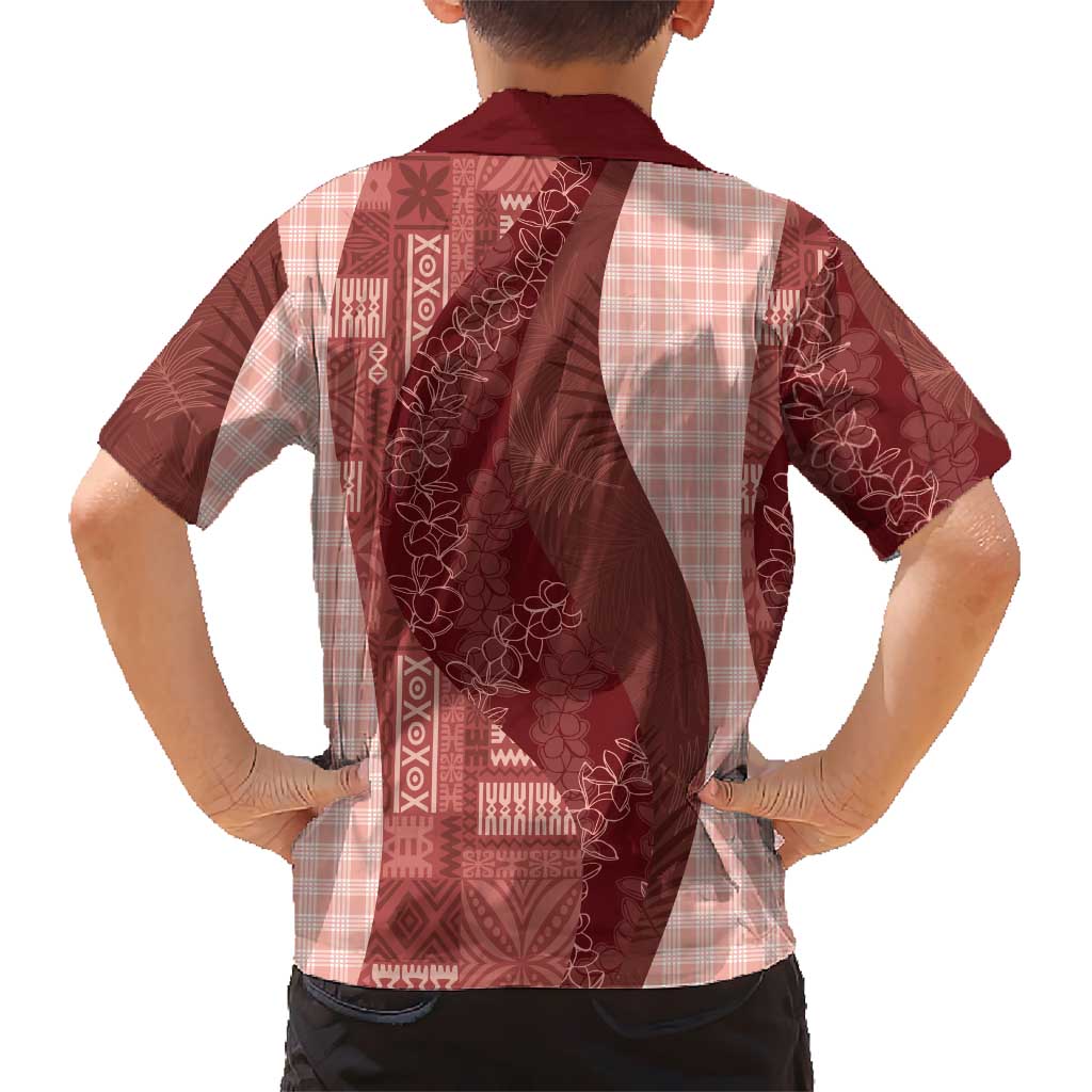 Polynesian Tribal Pattern Patchwork Picturesque Hawaiian Shirt Crimson LT7 - Polynesian Pride