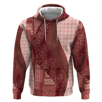 Polynesian Tribal Pattern Patchwork Picturesque Hoodie Crimson LT7 Pullover Hoodie Crimson - Polynesian Pride