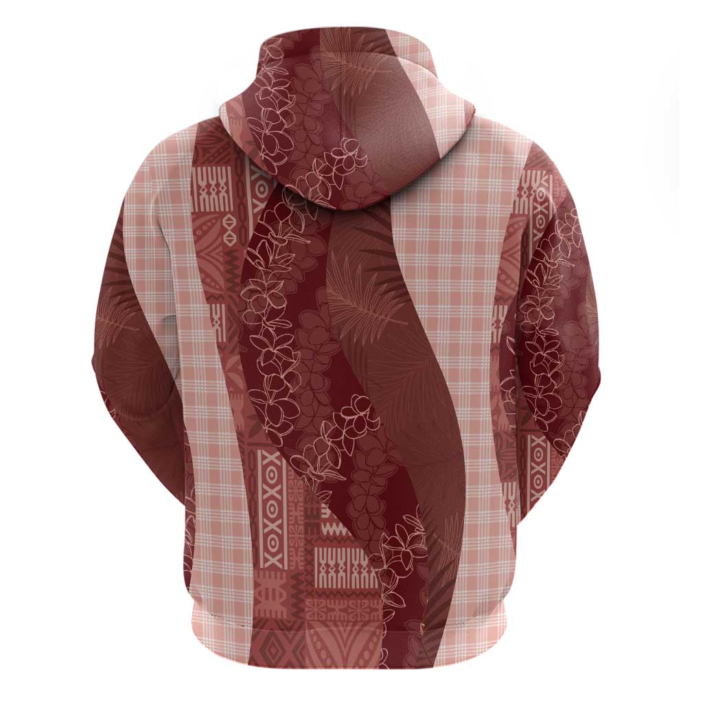 Polynesian Tribal Pattern Patchwork Picturesque Hoodie Crimson LT7 - Polynesian Pride