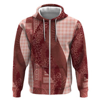 Polynesian Tribal Pattern Patchwork Picturesque Hoodie Crimson LT7 Zip Hoodie Crimson - Polynesian Pride