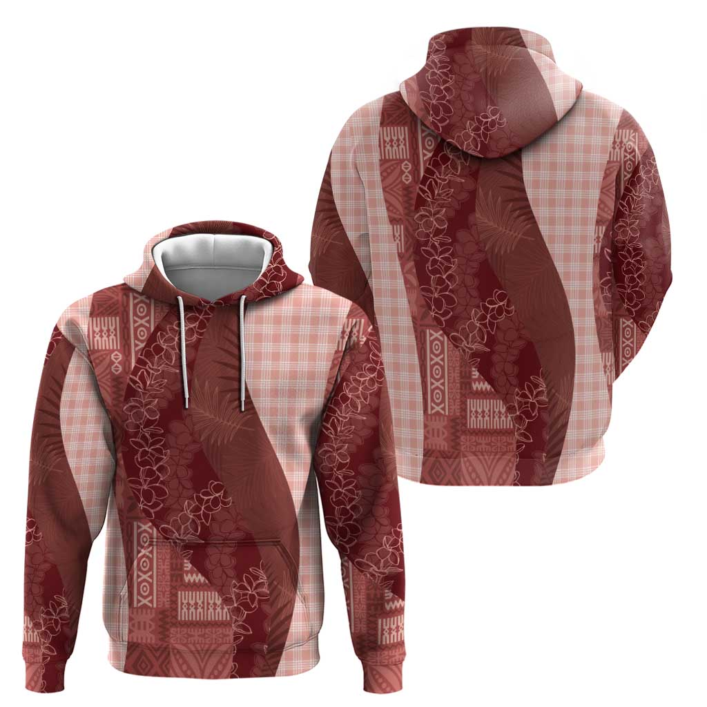 Polynesian Tribal Pattern Patchwork Picturesque Hoodie Crimson LT7 - Polynesian Pride
