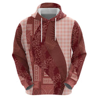 Polynesian Tribal Pattern Patchwork Picturesque Hoodie Crimson LT7 - Polynesian Pride