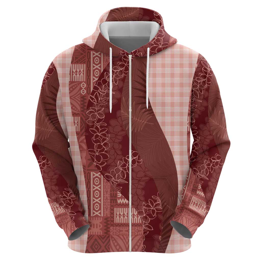 Polynesian Tribal Pattern Patchwork Picturesque Hoodie Crimson LT7 - Polynesian Pride
