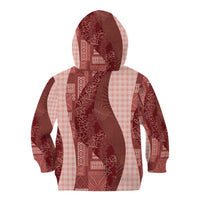 Polynesian Tribal Pattern Patchwork Picturesque Kid Hoodie Crimson LT7 - Polynesian Pride