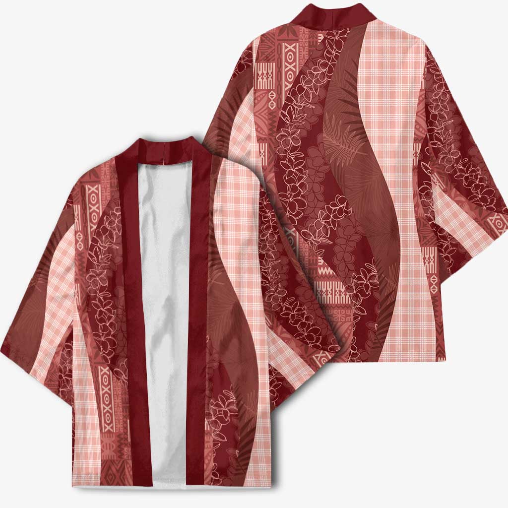 Polynesian Tribal Pattern Patchwork Picturesque Kimono Crimson LT7 - Polynesian Pride
