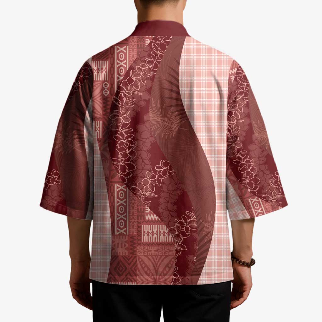 Polynesian Tribal Pattern Patchwork Picturesque Kimono Crimson LT7 - Polynesian Pride