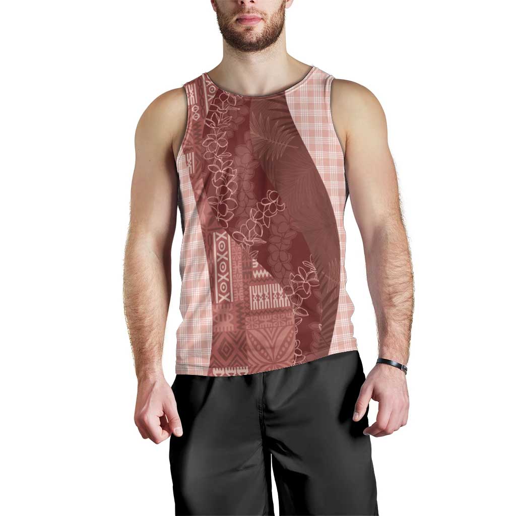 Polynesian Tribal Pattern Patchwork Picturesque Men Tank Top Crimson LT7 - Polynesian Pride