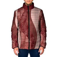Polynesian Tribal Pattern Patchwork Picturesque Padded Jacket Crimson LT7 Men Crimson - Polynesian Pride