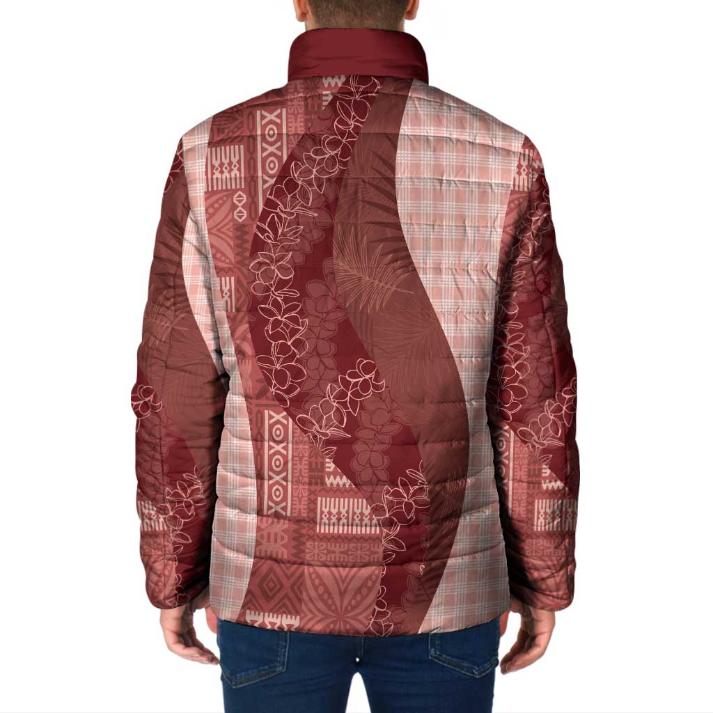 Polynesian Tribal Pattern Patchwork Picturesque Padded Jacket Crimson LT7 - Polynesian Pride