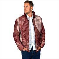 Polynesian Tribal Pattern Patchwork Picturesque Padded Jacket Crimson LT7 - Polynesian Pride