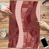 Polynesian Tribal Pattern Patchwork Picturesque Puzzle Crimson LT7 Crimson - Polynesian Pride