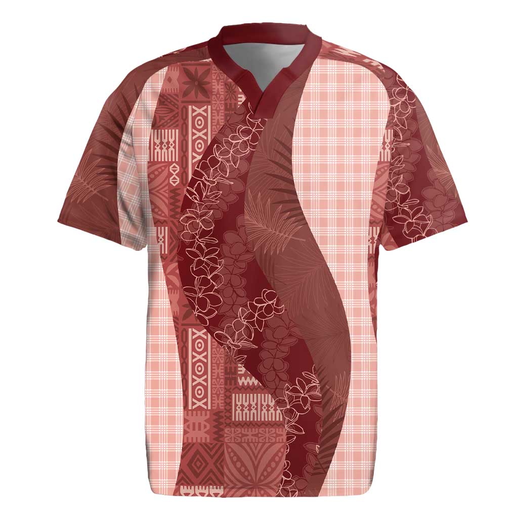 Polynesian Tribal Pattern Patchwork Picturesque Rugby Jersey Crimson LT7 Crimson - Polynesian Pride